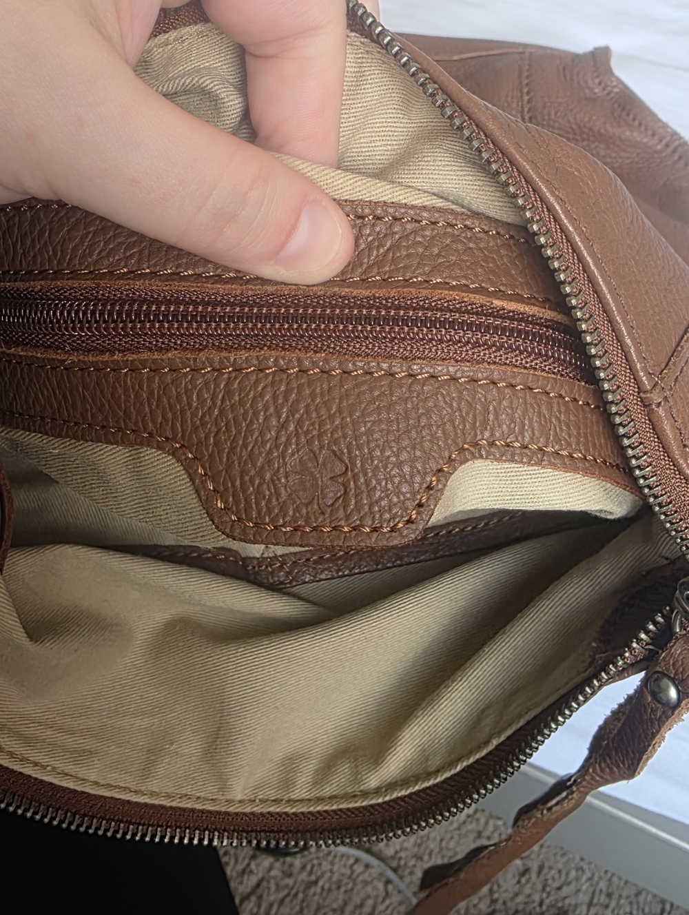Lucky Brand Brown Leather Crossbody Bag with Signature Clover Charm - Picture 11 of 15